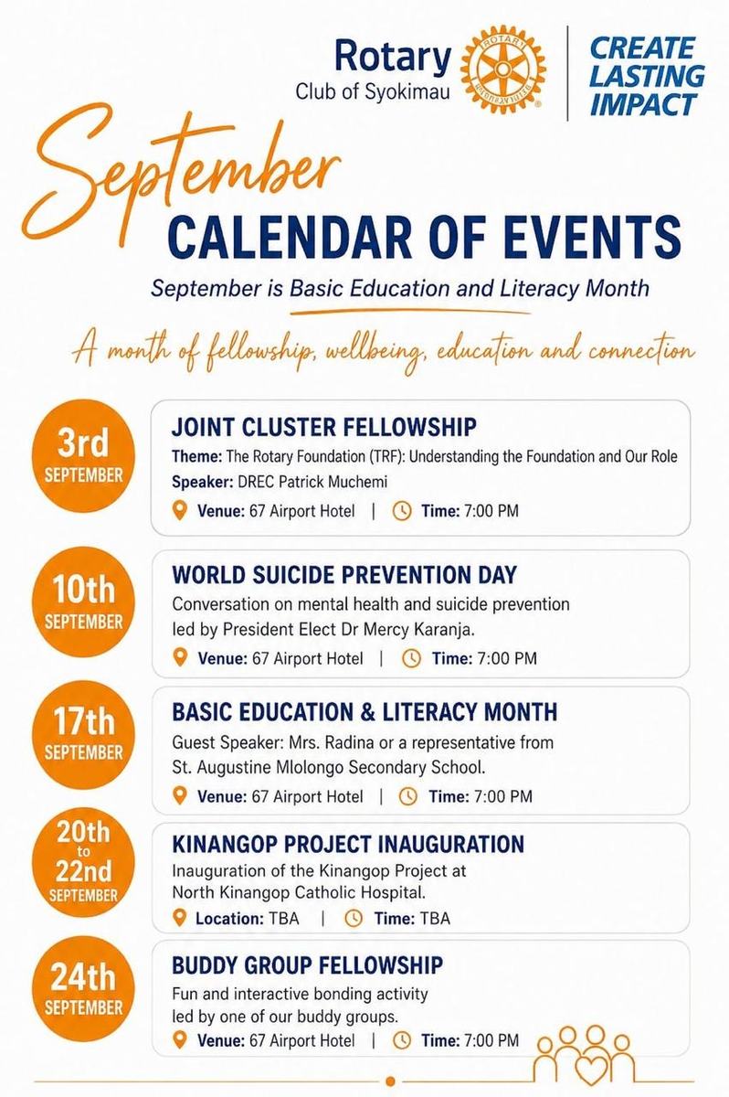 The club&rsquo;s September 2026 calendar of events as a poster. Every date on it is listed as text below.